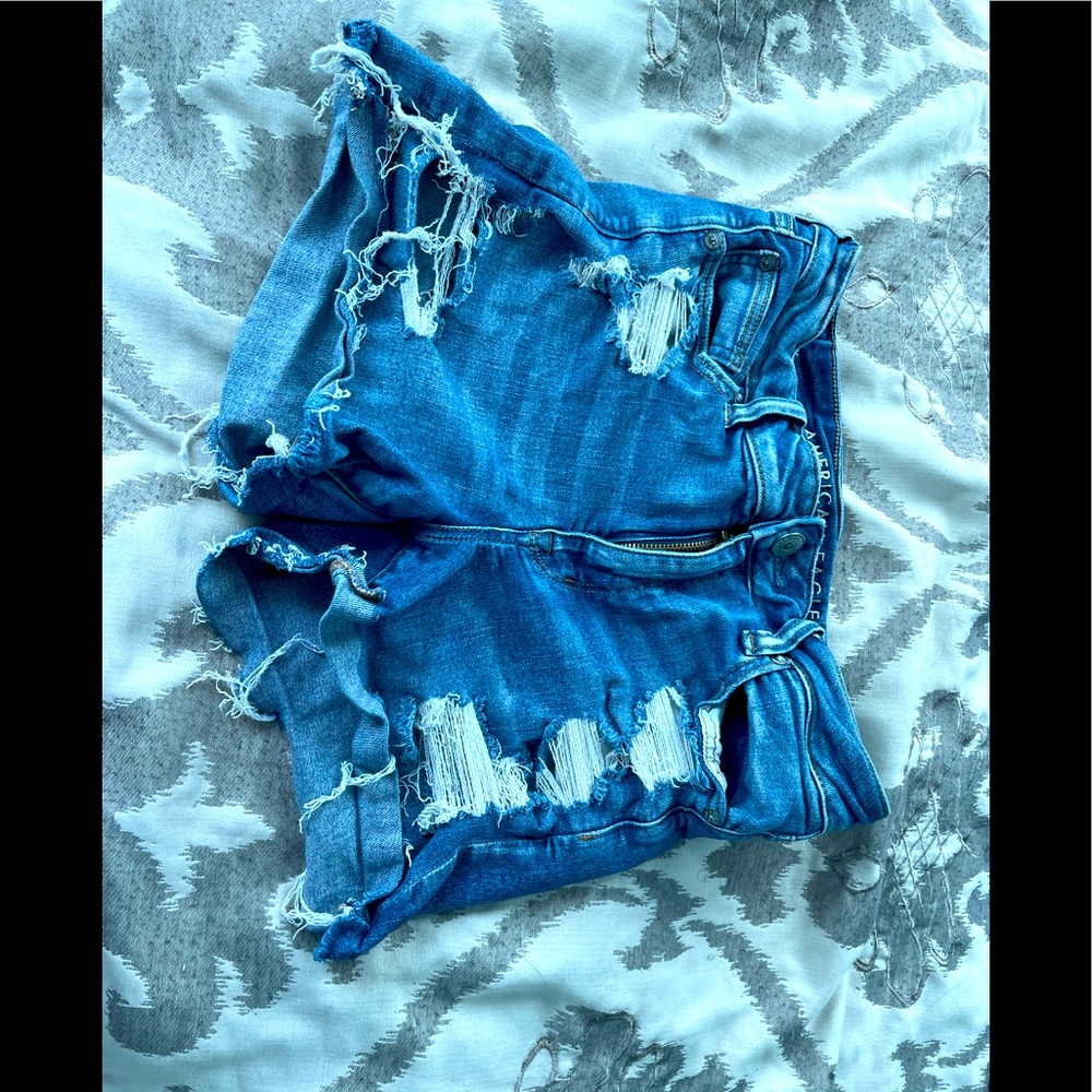 AMERICAN EAGLE Size 10 Denim Shorts Hi-Rise Next Level Stretch